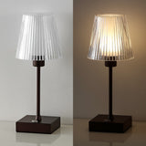 Ariston Modern Industrial Rechargeable/Cordless Iron/Acrylic Integrated LED Table Lamp with Ribbed Shade