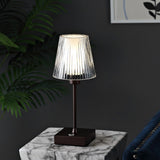 Ariston Modern Industrial Rechargeable/Cordless Iron/Acrylic Integrated LED Table Lamp with Ribbed Shade