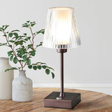 Ariston Modern Industrial Rechargeable/Cordless Iron/Acrylic Integrated LED Table Lamp with Ribbed Shade
