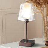 Ariston Modern Industrial Rechargeable/Cordless Iron/Acrylic Integrated LED Table Lamp with Ribbed Shade