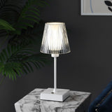 Ariston Modern Industrial Rechargeable/Cordless Iron/Acrylic Integrated LED Table Lamp with Ribbed Shade