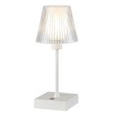 Ariston Modern Industrial Rechargeable/Cordless Iron/Acrylic Integrated LED Table Lamp with Ribbed Shade