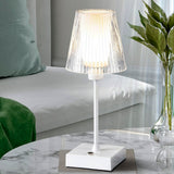Ariston Modern Industrial Rechargeable/Cordless Iron/Acrylic Integrated LED Table Lamp with Ribbed Shade