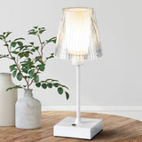 Ariston Modern Industrial Rechargeable/Cordless Iron/Acrylic Integrated LED Table Lamp with Ribbed Shade