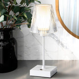 Ariston Modern Industrial Rechargeable/Cordless Iron/Acrylic Integrated LED Table Lamp with Ribbed Shade