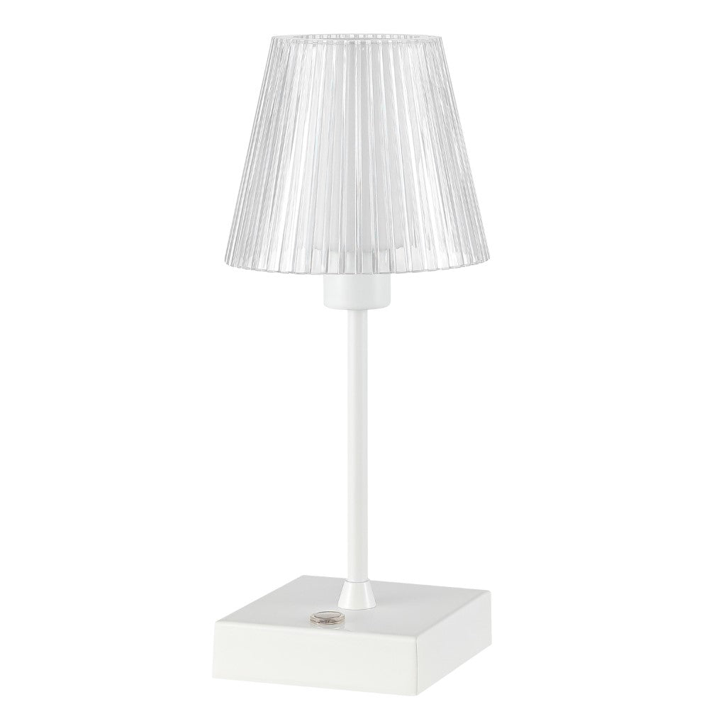 Ariston Modern Industrial Rechargeable/Cordless Iron/Acrylic Integrated LED Table Lamp with Ribbed Shade