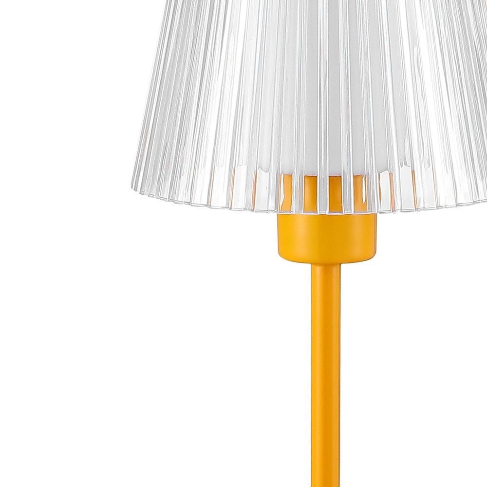 Ariston Modern Industrial Rechargeable/Cordless Iron/Acrylic Integrated LED Table Lamp with Ribbed Shade