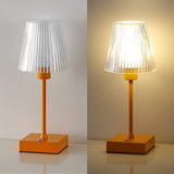 Ariston Modern Industrial Rechargeable/Cordless Iron/Acrylic Integrated LED Table Lamp with Ribbed Shade