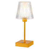 Ariston Modern Industrial Rechargeable/Cordless Iron/Acrylic Integrated LED Table Lamp with Ribbed Shade
