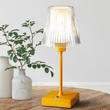 Ariston Modern Industrial Rechargeable/Cordless Iron/Acrylic Integrated LED Table Lamp with Ribbed Shade