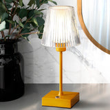 Ariston Modern Industrial Rechargeable/Cordless Iron/Acrylic Integrated LED Table Lamp with Ribbed Shade