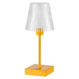 Ariston Modern Industrial Rechargeable/Cordless Iron/Acrylic Integrated LED Table Lamp with Ribbed Shade