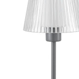 Ariston Modern Industrial Rechargeable/Cordless Iron/Acrylic Integrated LED Table Lamp with Ribbed Shade