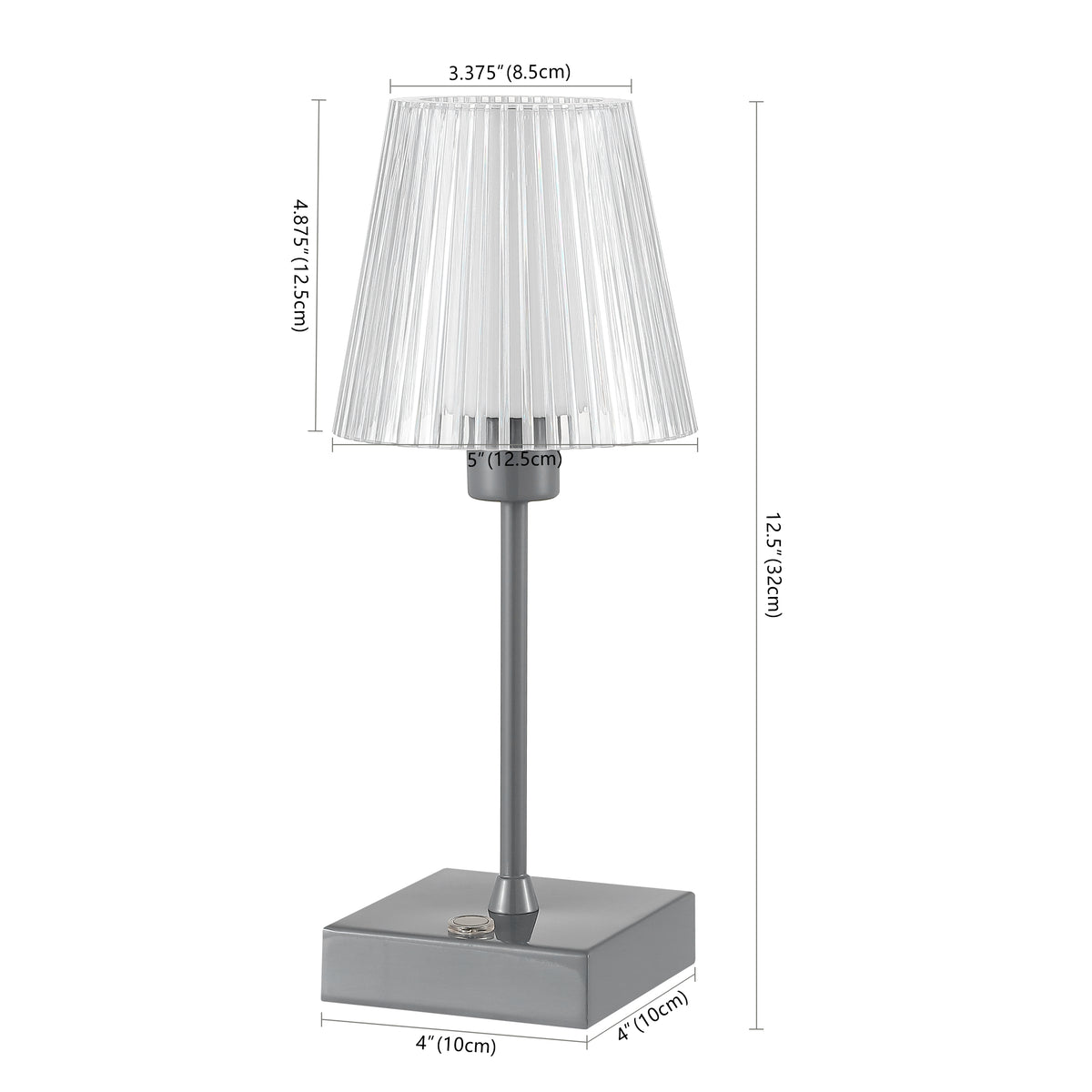 Ariston Modern Industrial Rechargeable/Cordless Iron/Acrylic Integrated LED Table Lamp with Ribbed Shade