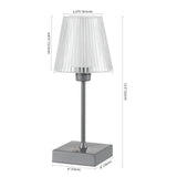 Ariston Modern Industrial Rechargeable/Cordless Iron/Acrylic Integrated LED Table Lamp with Ribbed Shade