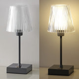 Ariston Modern Industrial Rechargeable/Cordless Iron/Acrylic Integrated LED Table Lamp with Ribbed Shade
