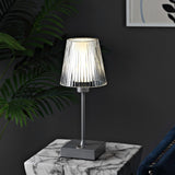 Ariston Modern Industrial Rechargeable/Cordless Iron/Acrylic Integrated LED Table Lamp with Ribbed Shade