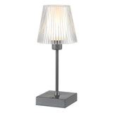 Ariston Modern Industrial Rechargeable/Cordless Iron/Acrylic Integrated LED Table Lamp with Ribbed Shade
