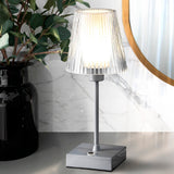 Ariston Modern Industrial Rechargeable/Cordless Iron/Acrylic Integrated LED Table Lamp with Ribbed Shade