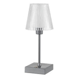 Ariston Modern Industrial Rechargeable/Cordless Iron/Acrylic Integrated LED Table Lamp with Ribbed Shade