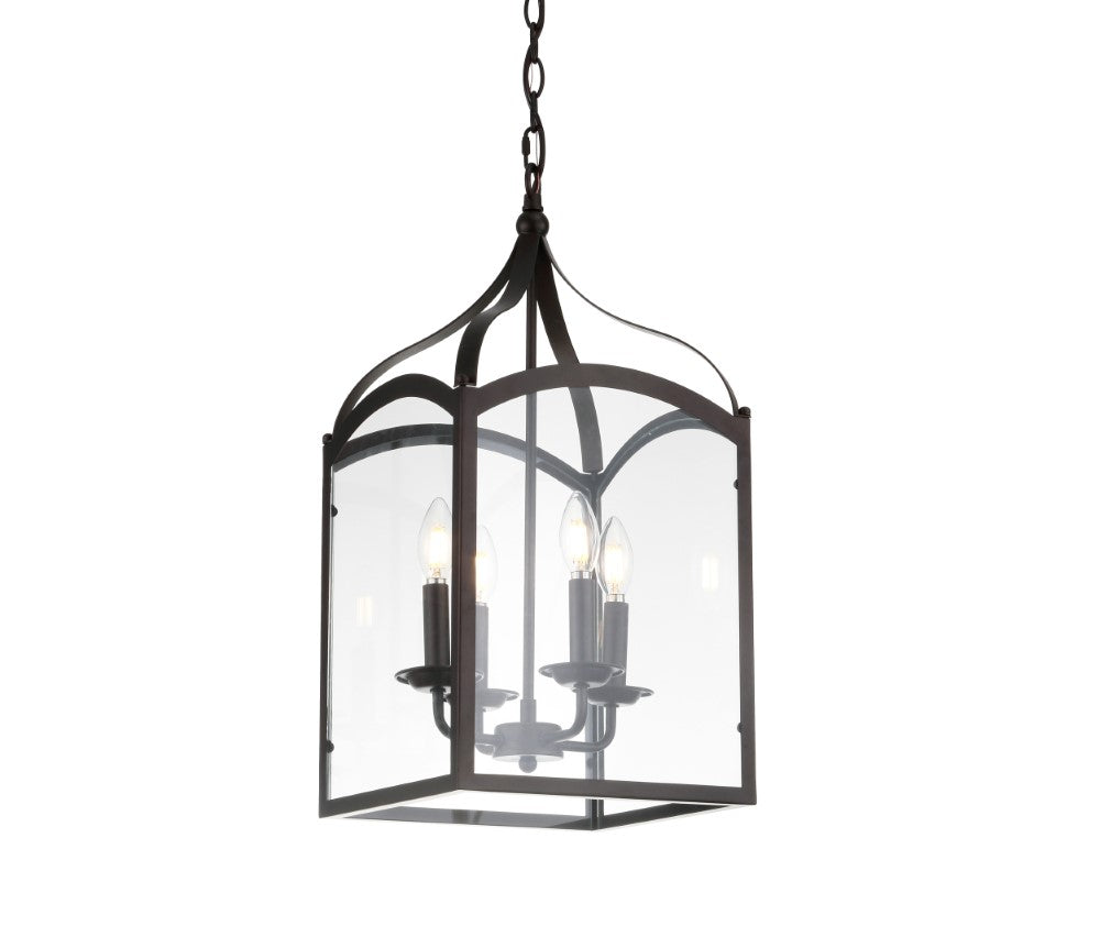 Hayes 11" Lantern Metal/Glass LED Pendant