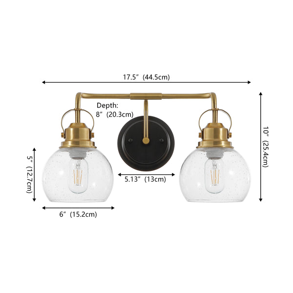 Dimension Image Brass Gold/Oil Rubbed Bronze / 2 Light