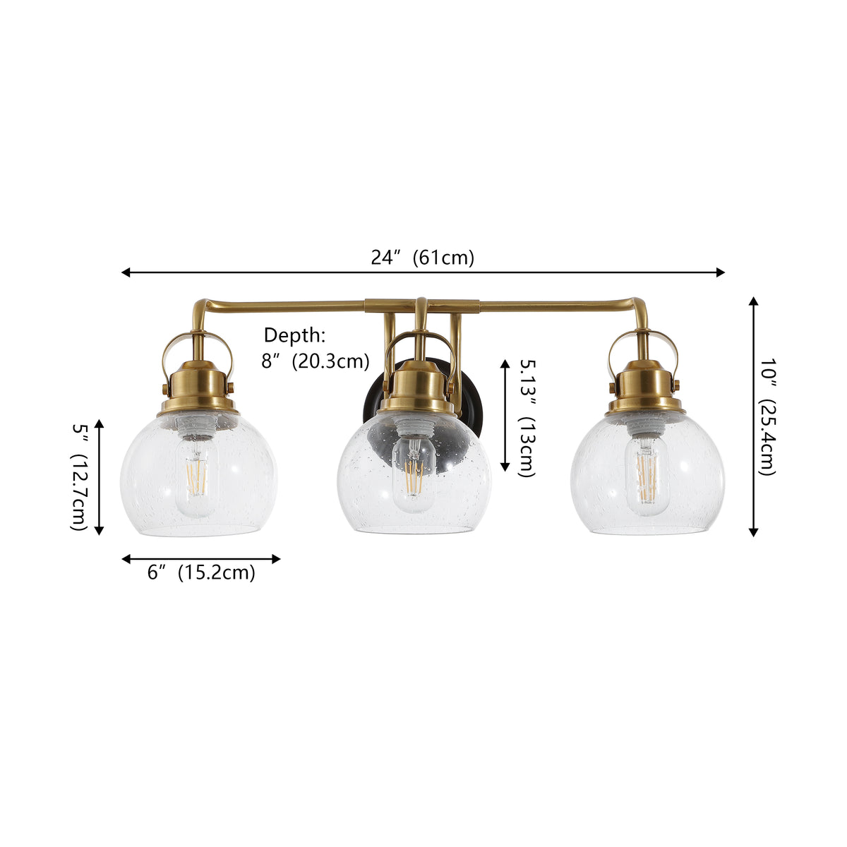 Winston Metal/ Bubbled Glass Vanity Light