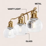 Winston Metal/ Bubbled Glass Vanity Light