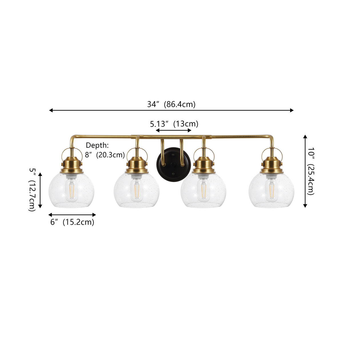 Winston Metal/ Bubbled Glass Vanity Light
