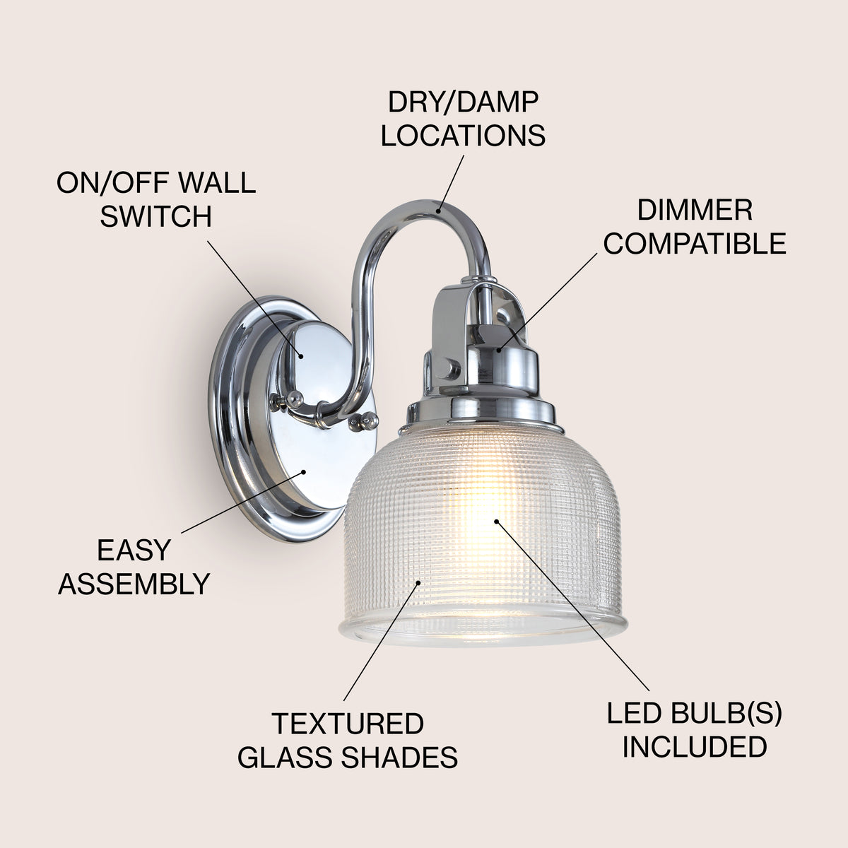 Shirley Metal/Glass LED Vanity Light