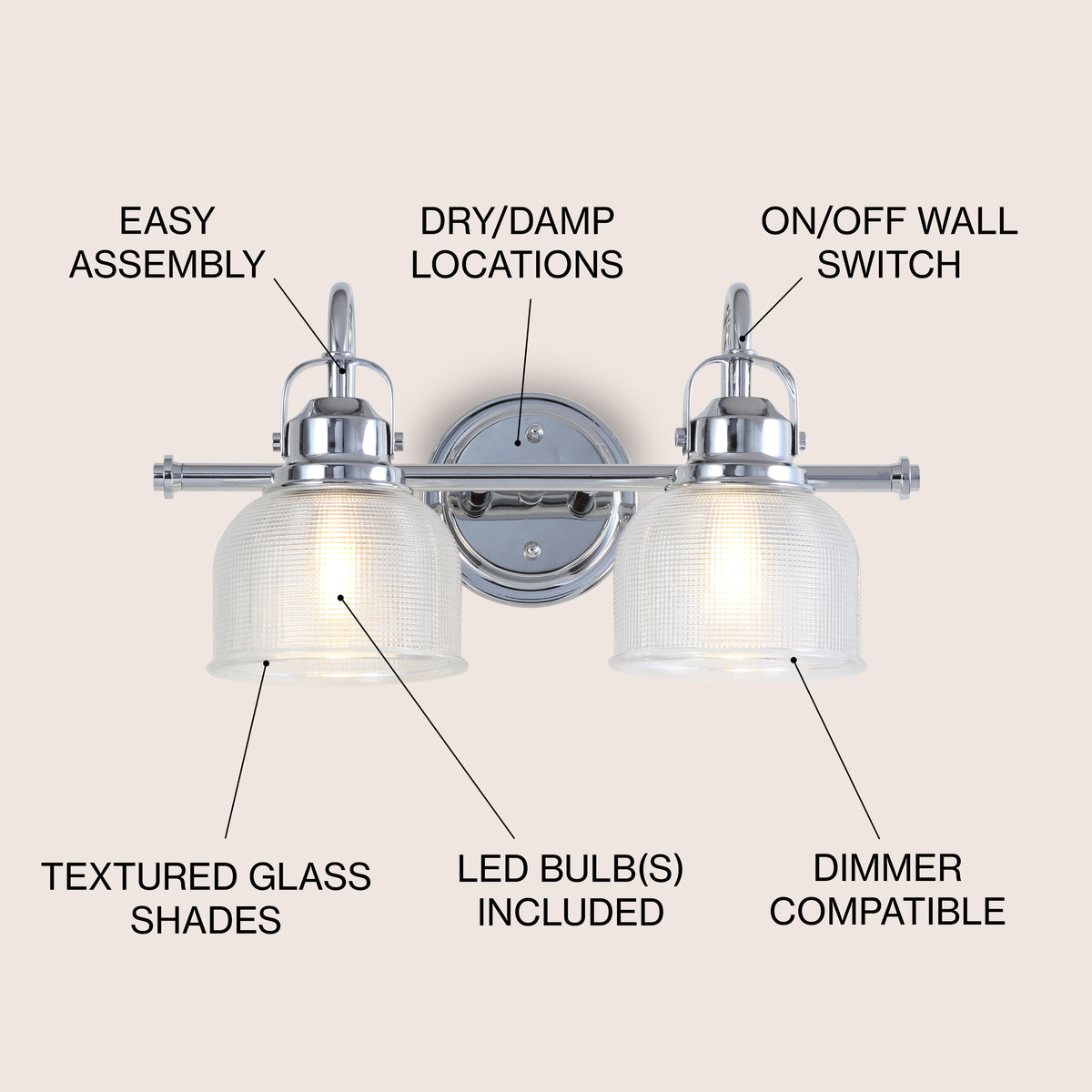 Shirley Metal/Glass LED Vanity Light
