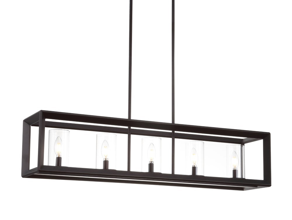 Terry 38.5" Linear 5-light Metal/Glass LED Pendant