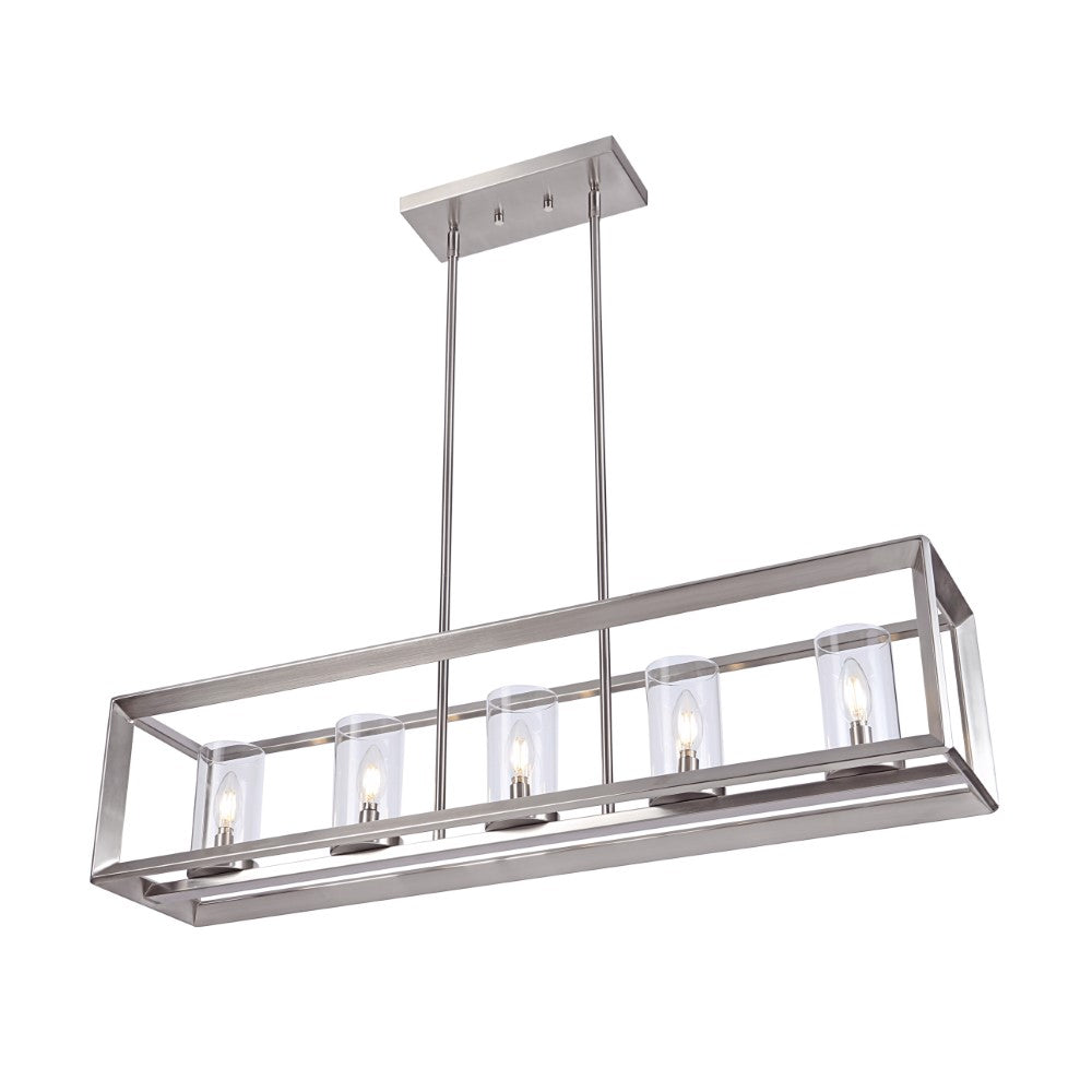 Terry 38.5" Linear 5-light Metal/Glass LED Pendant