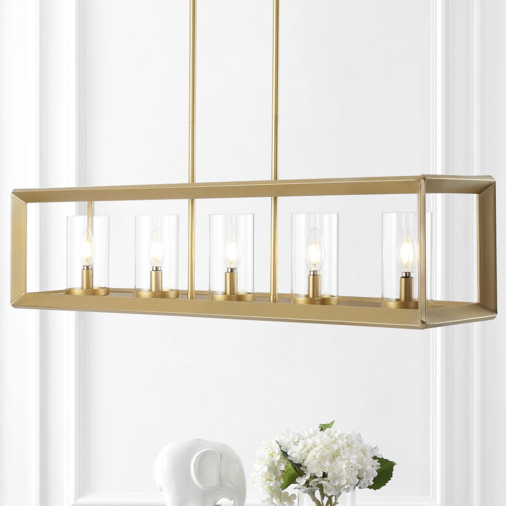 Terry 38.5" Linear 5-light Metal/Glass LED Pendant
