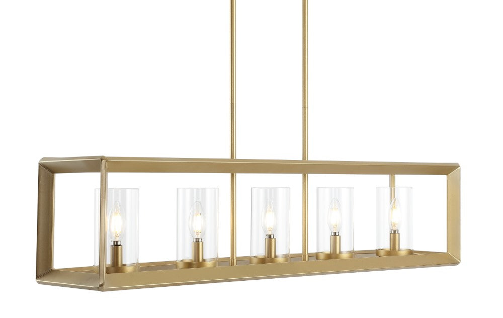 Terry 38.5" Linear 5-light Metal/Glass LED Pendant