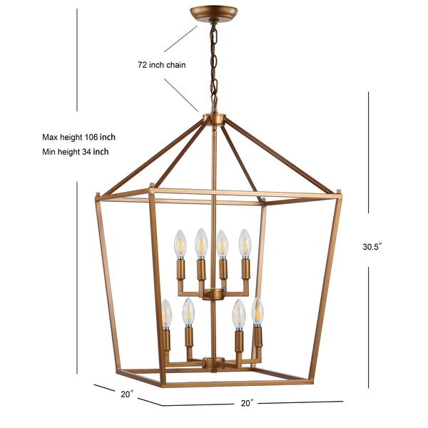 Dimension Image Antique Gold / 20'' 8-Bulb