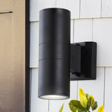 Domingo 6" Cylinder Outdoor Metal/Glass Integrated LED Sconce with Uplight