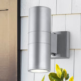 Domingo 6" Cylinder Outdoor Metal/Glass Integrated LED Sconce with Uplight