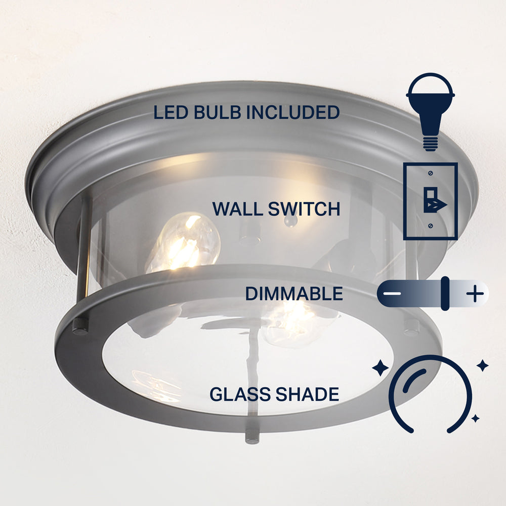 Forrest 13.25" Metal/Glass LED Flush Mount