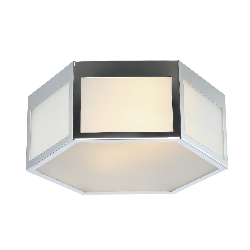 Niam Hexagon Metal/Frosted Glass LED Flush Mount
