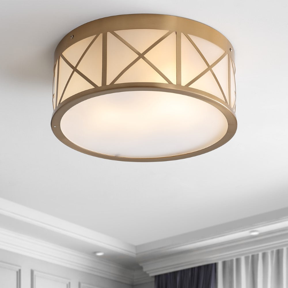 Fitzgerald Drum Metal/Glass Flush Mount