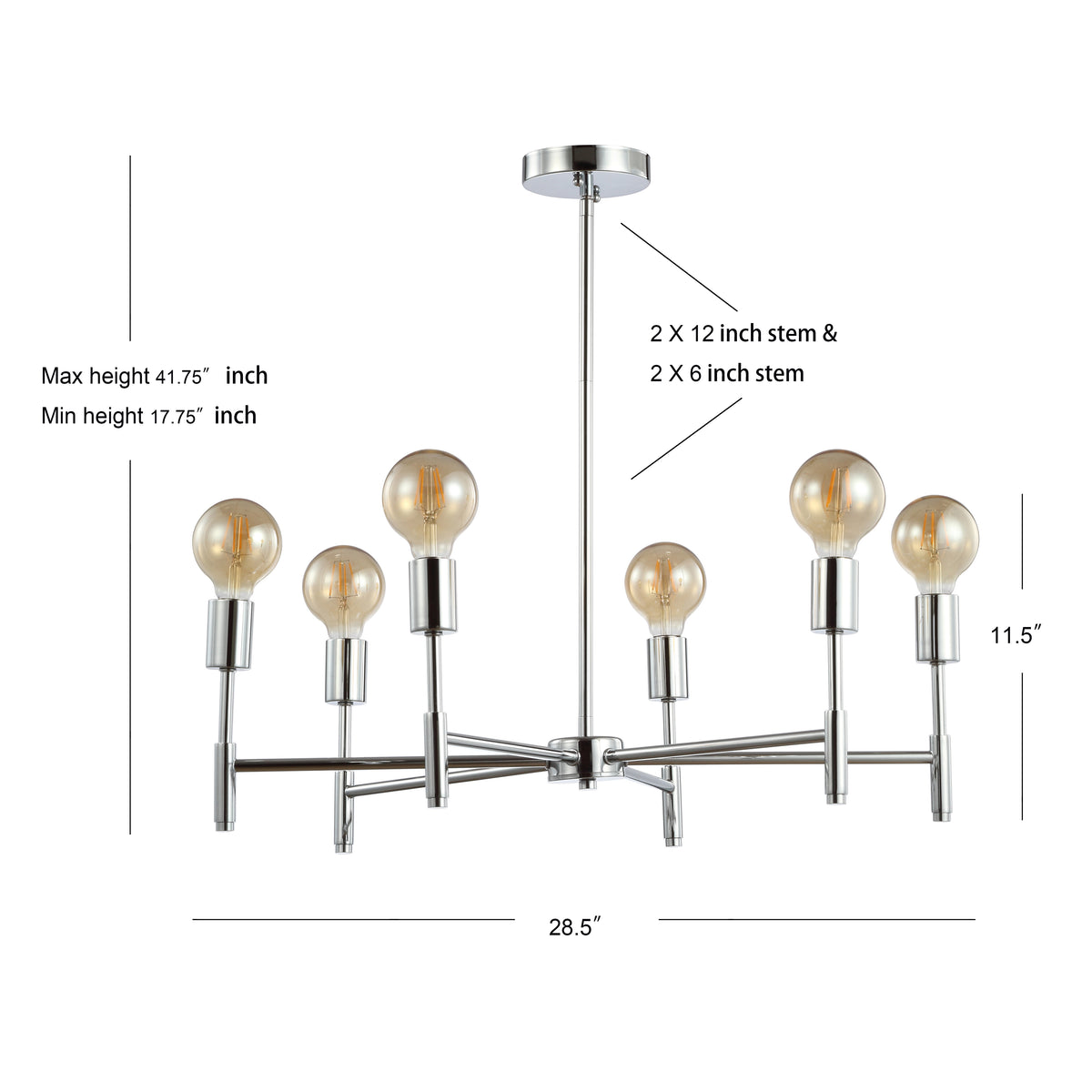 Shasta 28.5" Adjustable Height Metal LED Chandelier