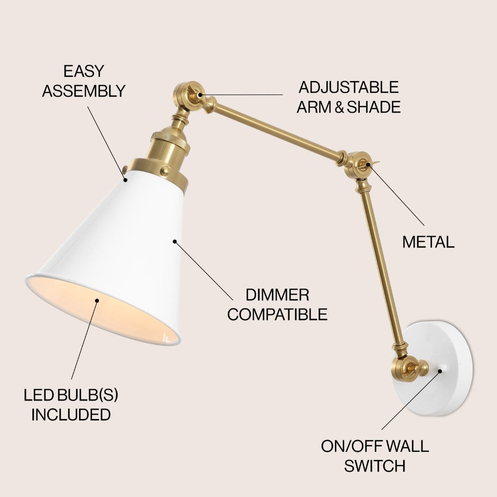 Vine 7" Adjustable Arm Metal LED Wall Sconce