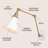 Vine 7" Adjustable Arm Metal LED Wall Sconce
