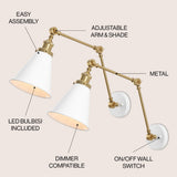 Vine 7" Adjustable Arm Metal LED Wall Sconce