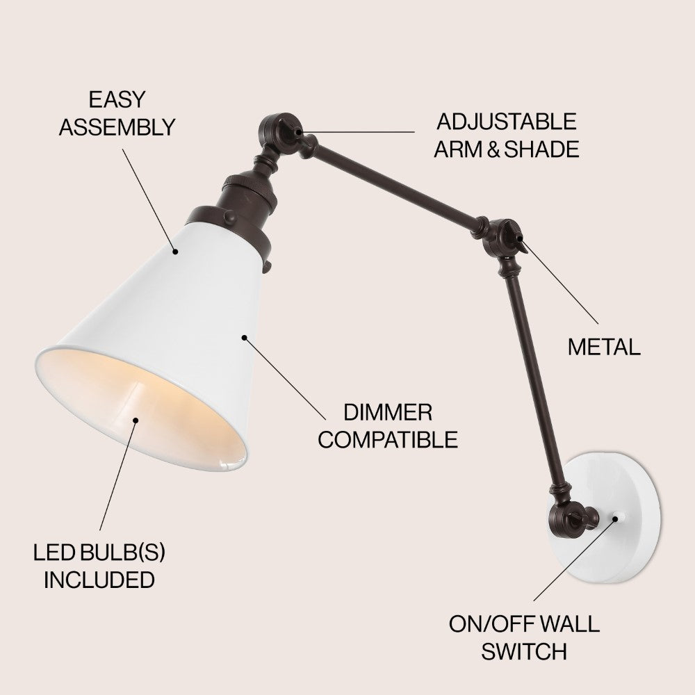 Vine 7" Adjustable Arm Metal LED Wall Sconce