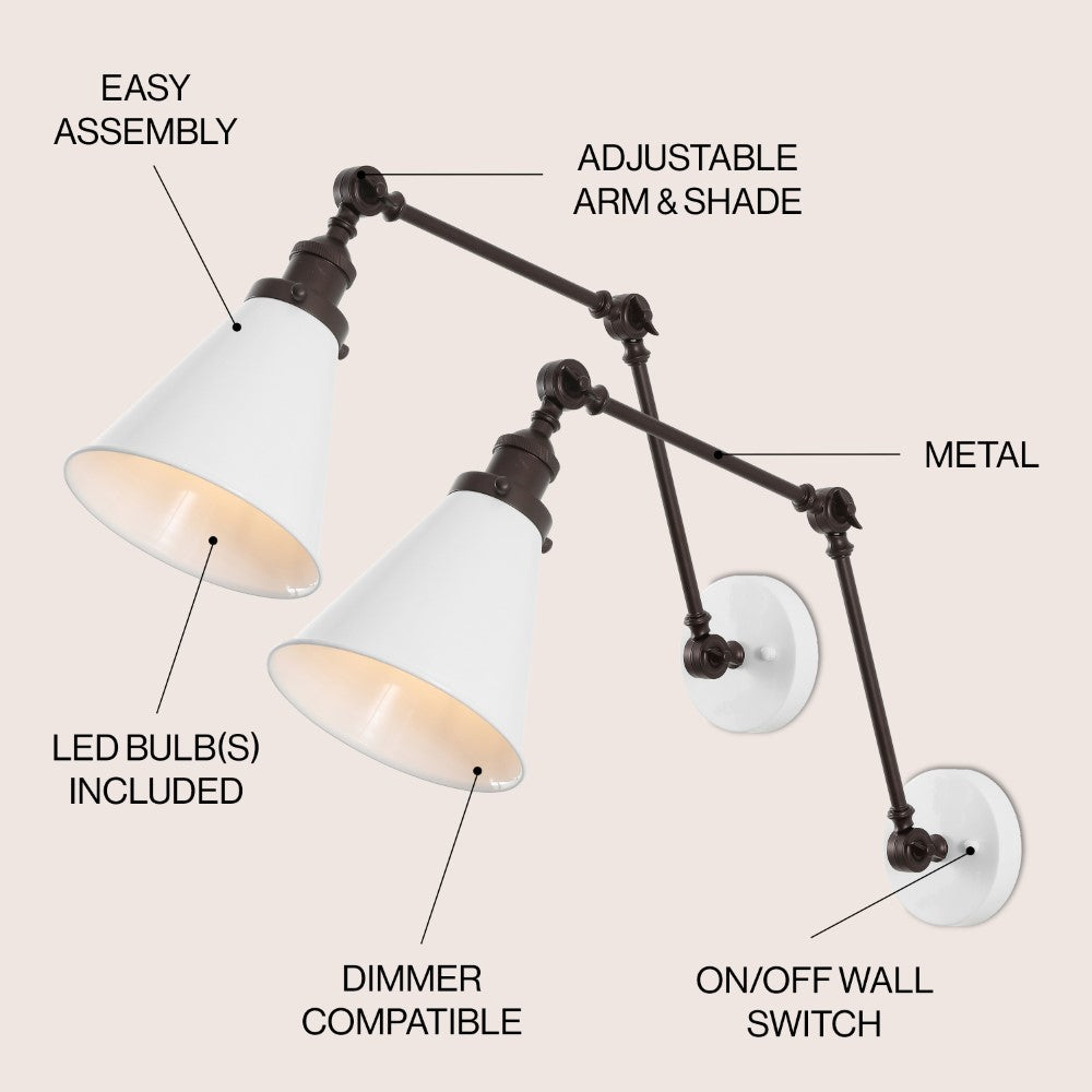 Vine 7" Adjustable Arm Metal LED Wall Sconce