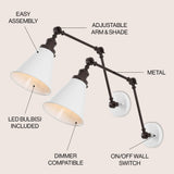 Vine 7" Adjustable Arm Metal LED Wall Sconce