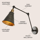 Vine 7" Adjustable Arm Metal LED Wall Sconce