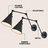 Vine 7" Adjustable Arm Metal LED Wall Sconce